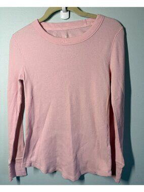 GAP Womens Small Pink Waffle Knit Thermal Top Long Sleeve Casual Basic Layering